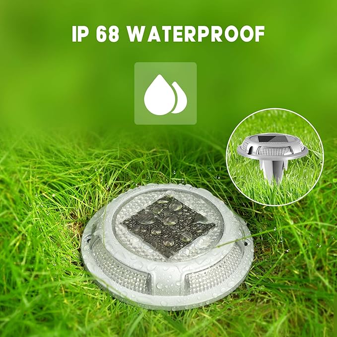 Solar Driveway Lights Outdoor - Solar Deck Lights 4PCS LED Decks Dock Marine Waterproof Driveways Marker lamp for Driveway Sidewalk Garden(Cool White/Warm White)