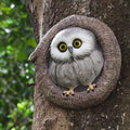 Baby Owl Resin Tree Face, Owlet Tree Hugger, Outdoor Sculpture for Tree Decorations, Whimsical Owl Garden Ornament, Tree Statue Peeker, Patio Yard Lawn Porch Decor, Durable & Waterproof Garden Present