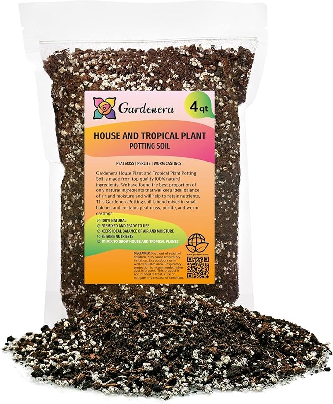 House Plant and Tropical Plant Potting Soil - Re-Potting Soil for All Types of Indoor House Plants - 4 Quart Bag