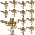 Ferraycle 12 Pieces 1/2 Inch Brass Impact Sprinkler Head with Nozzles Heavy Duty Adjustable 0-360 Degrees Impulse Sprinkler Head Lawn Watering for Yard Irrigation