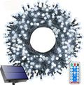 Solar String Lights Outdoor,115 Ft 300 LED Solar Christmas Lights with Remote,8 Modes Waterproof Patio Lights for Christmas Tree Patio Yard Garden Party Decor (White)
