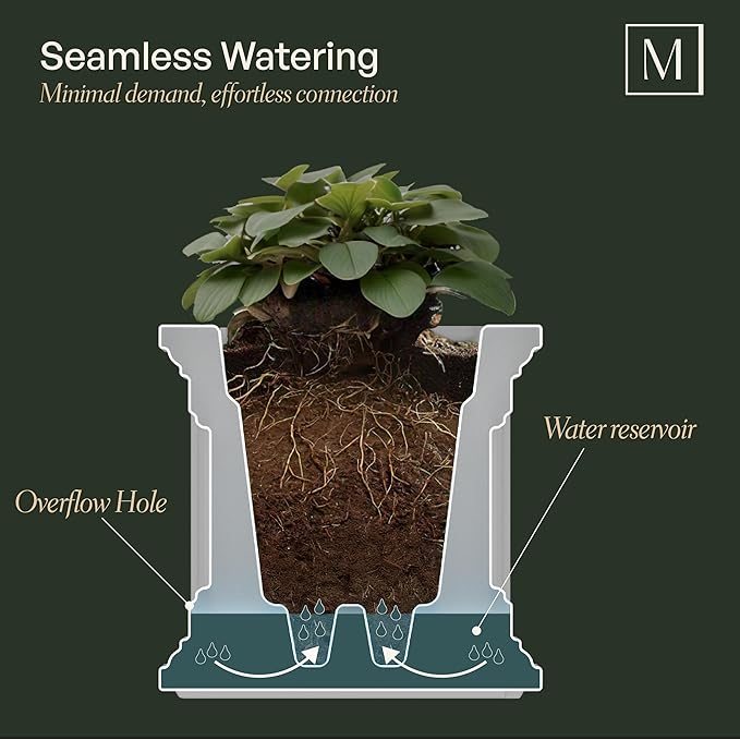 Mayne Nantucket 16-Inch Square Planter, 2-Pack – Self-Watering, Weather-Resistant Planter for Flowers – Durable Outdoor Design for Patio, Porch, or Entryway