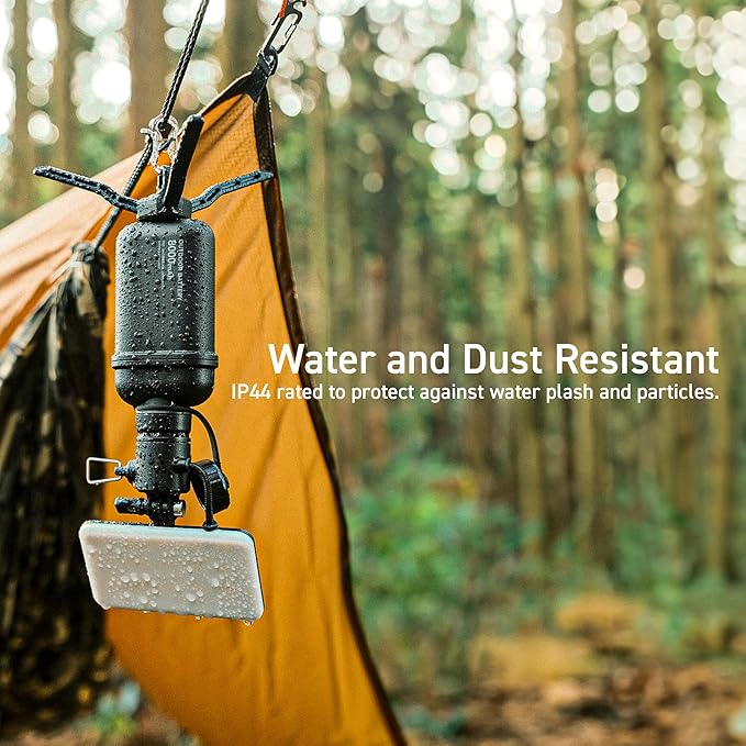 ELECOM NESTOUT Outdoor Camping LED Panel Flashlight w/ Mini Tripod, Dimmable USB Powered LED Light, IP44 Water Dust Resistant, 30-1000 Lumen, Portable Lantern for NESTOUT Power Bank, Beige (Flash-1)