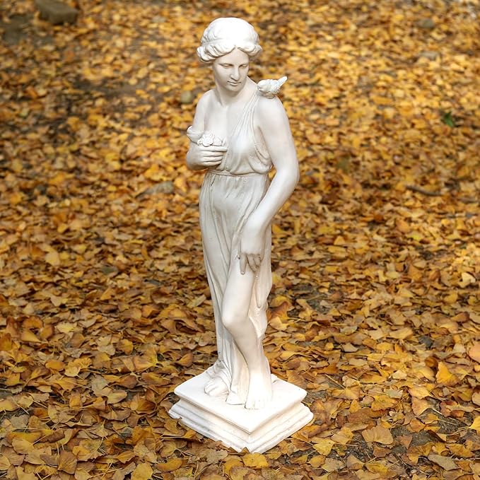 Outdoor Garden Statue Nymph Sculpture Goddess of Greek Mythology Roman Style Outdoor Patio Yard Lawn Porch Decor 32 Inch Ivory