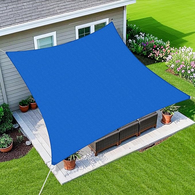 Amagenix Sun Shade Sail 12'X24' Curved Edge Outdoor Shade Canopy Blue Breathable 95% UV Block Shade Cloth for Patio Garden Backyard (We Make Custom Size)