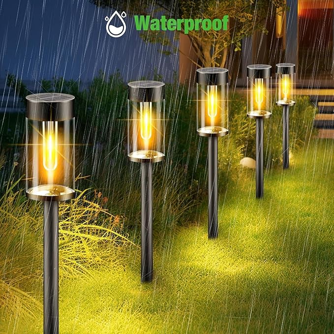 nipify LED Solar Pathway Lights Outdoor, 12 Pack Bright Solar Powered Path Garden Light Waterproof, Auto On/Off Solar Yard Lighting for Walkway Lawn Patio Landscape