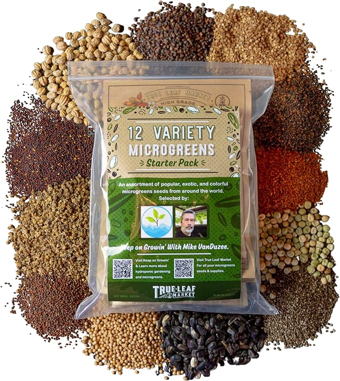 12 Variety Pack Microgreens Seeds Kit - Broccoli Seeds for Sprouting Plus Purple Radish Seeds, Beet, Sunflower Microgreens Seeds, Peas, Shiso, Cilantro, Beet, Pak Choi, Korean Shiso, Cress & More