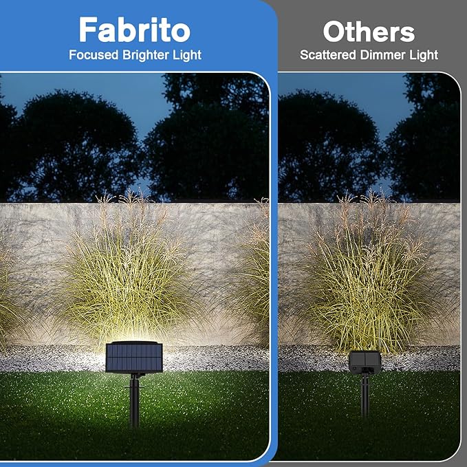 Fabrito Solar Spot Lights Outdoor 136 LEDs, Large Area Lighting Solar Lights Outdoor, 6 Pack IP65 Waterproof Landscape Spotlights Auto On/Off for Yard, Garden, Pathway, Plants,Tree (Cool White)