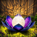 Huaxu Solar Lights for Outdoor Decor, Purple Lotus Flower Light, Waterproof LED Crackle Globe Glass Lamp for Garden, Patio, Yard, Porch, Pathway, Ground, Tabletop Christmas Gifts for Mom,Women