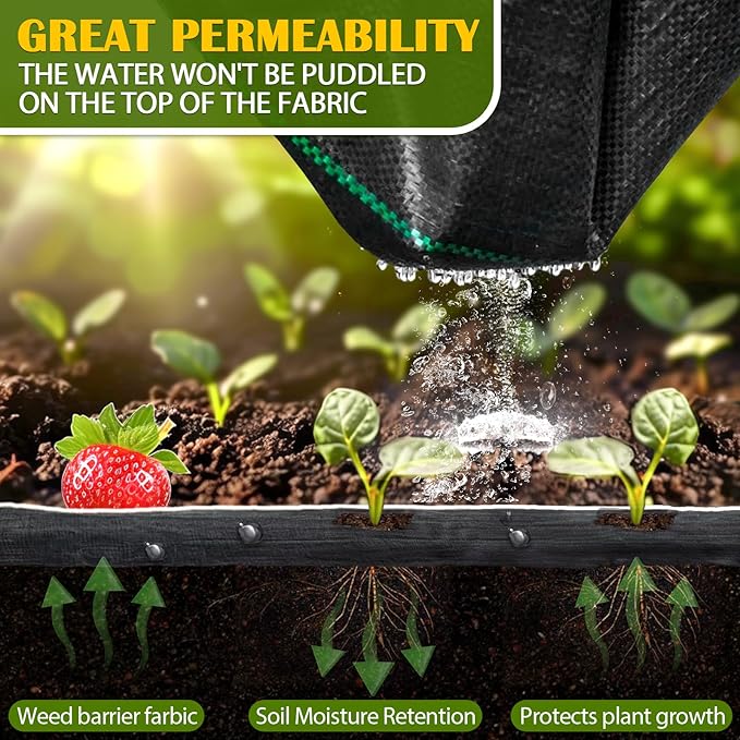 KAKO 4 x 300Ft Weed Barrier Fabric Heavy Duty, Weed Barrier Landscape Fabric, Garden Fabric Weed Barrier, Garden Weed Barrier Fabric Weed Cloth for Garden Fabric, Landscaping Fabric, Driveway Fabric