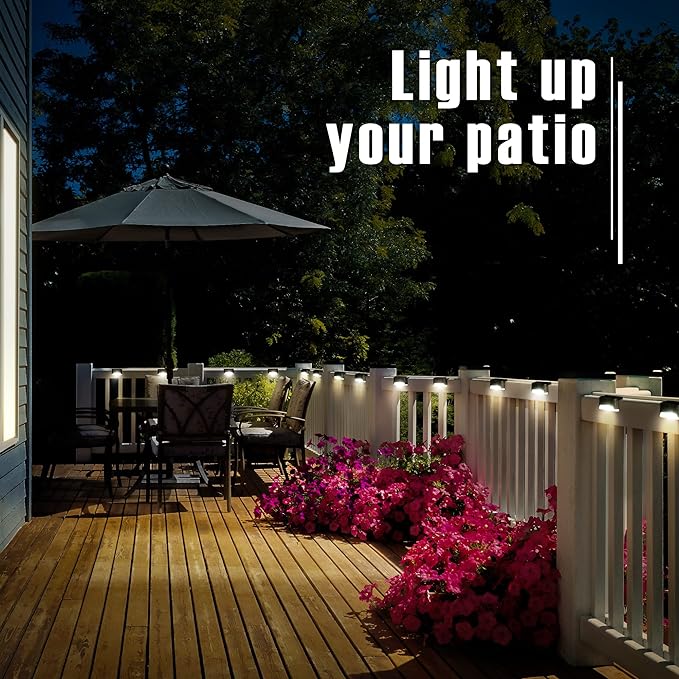 GIGALUMI Led Solar Deck Lights, 16 Pack Waterproof for Outdoor Stairs, Step, Fence, Railing, Yard and Patio (Warm White)