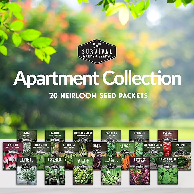 Indoor Garden Vegetables Hydroponic Apartment Garden - Non-GMO Heirloom Vegetable Varieties for Small-Space Patio Garden - Hydroponics-Friendly - Plant Indoors or Outdoors - Survival Garden Seeds