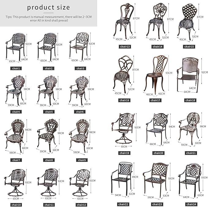 Outdoor Dining Chair Cast Aluminum Patio Chairs Set of 2 All-Weather Patio Dining Chair with Adjustable Feet for Backyard Garden (Orchid Chair)
