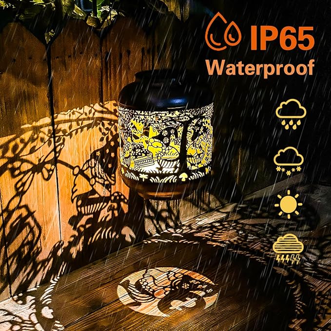 Gnomes Solar Lanterns Outdoor Waterproof,Hanging Solar Lights Gnome Gifts for Women Metal LED Decorative Light for Yard,Patio,Lawn,Tabletop,Pathway,Landscape,Garden Gnomes Decor