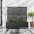 Casaphoria Metal Raised Garden Bed with Trellis and Wheels, 47"x47"x16" Planter Box for Climbing Plants, Vegetables & Vines, Features Drainage Holes and Privacy Screen (Black-Shine)