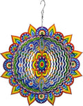 Mandala Wind Spinners, 3D Metal Wind Spinners Outdoor for Yard and Garden,12inch Stainless Steel Hanging Wind Spinners, Kinetic Yard Art Garden Decor Ornament Gifts