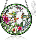 Remiawy Stained Glass Window Hanging Hummingbird Window Suncatcher 6 Inch Glass Panel with Metal Chain and Hooks Sun Catchers Indoor Wall Art Home Decor Gift for Bird Lovers Women Mother's Day