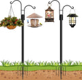 Ottsuls Bird Feeder Pole, 2 Pack 60 INCH Double Shepherds Hooks for Outdoor, Garden Pole with 5 Base Prongs Heavy Duty Planter Hooks for Hanging Plant Baskets, Lantern, Hummingbird Feeder