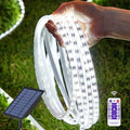32.8FT 600LED Solar LED Strip Lights Outdoor, Outdoor String Lights Waterproof, 8 Modes Solar Rope Lights with Remote for Step, Stair, Deck, Fence, Patio,Yard Decor (Cool White, 32.8 FT)