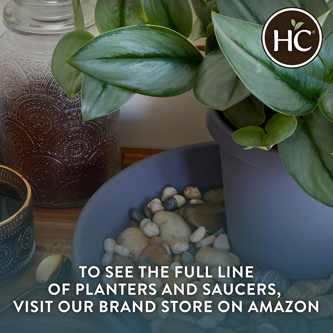 The HC Companies Flower Pot Saucers - Plastic Plant Saucer for Outdoors & Indoors - Traditional Design Plant Pot Trays for Water Drainage - Durable & Stylish Round Plant Tray (17.5-inch Sandstone)