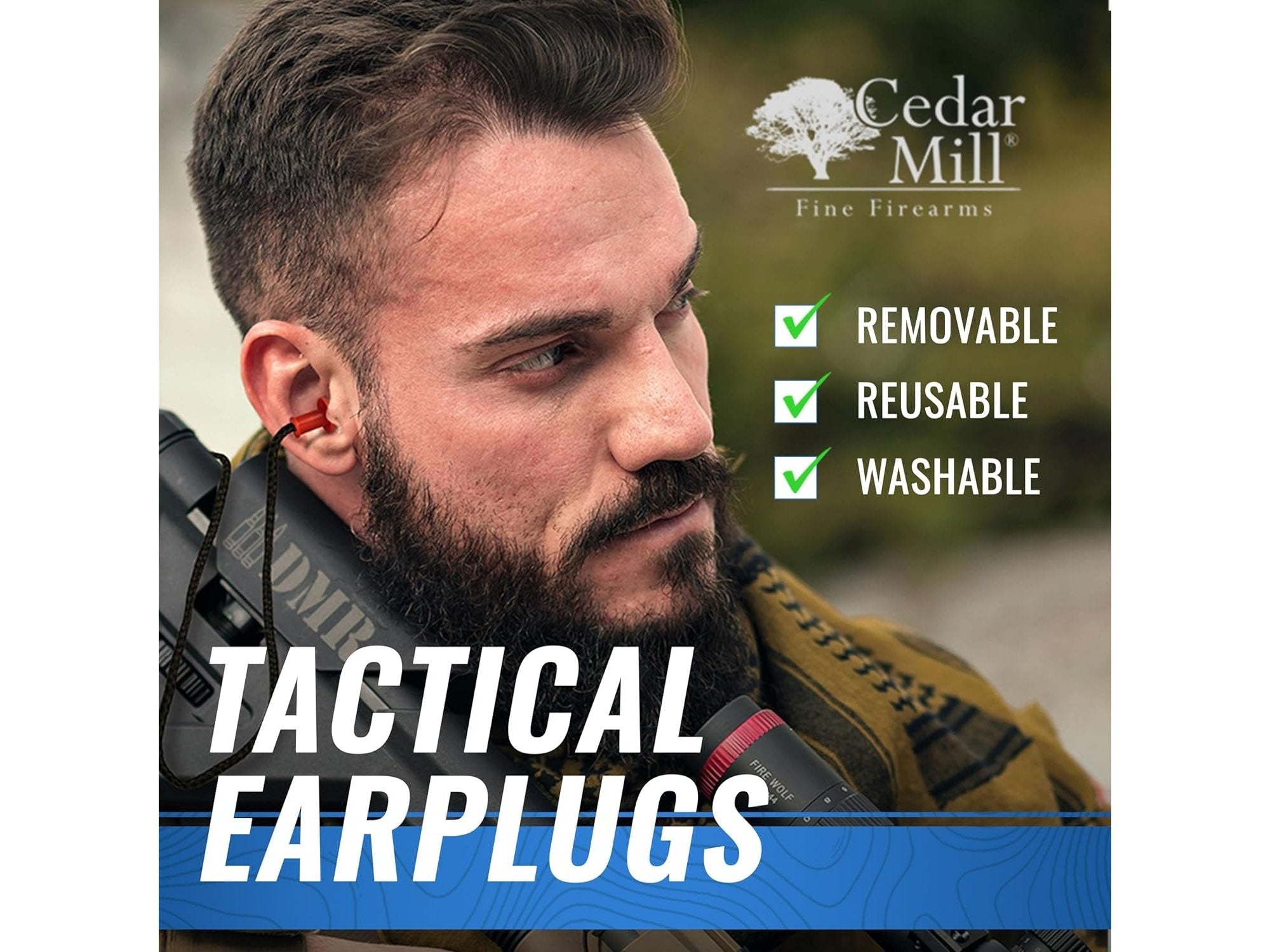 Tactical Ready Earplugs: Washable Corded (100 Pairs)
