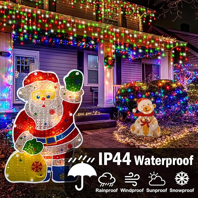 Hezbjiti Christmas Lights Decorations Outdoor, 1600LED 164FT Ice Fairy Lights 8 Modes 320 Drops Fairy String Lights for Christmas Decor Eaves Party Yard Garden