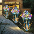 Homight Solar Metal Agave Butterfly Flower Stick Garden Sculpture Outdoor Gift Solar Garden Christmas Lights Swaying Butterfly Sunflower Garden Lights Solar Outdoor (3 PCS Blue)