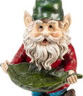 Alpine Corporation 16" Tall Outdoor Garden Gnome and Bird Feeder Yard Statue Decoration