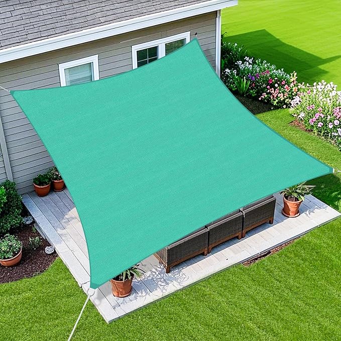 Amagenix Sun Shade Sail 4'X6' Curved Edge Outdoor Shade Canopy Turquoise Breathable 95% UV Block Shade Cloth for Patio Garden Backyard (We Make Custom Size)
