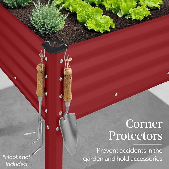 Best Choice Products 48x24x30in Galvanized Raised Garden Bed, Metal Elevated Planter Box, Vegetable Garden for Backyard, Patio, Balcony - Royal Red