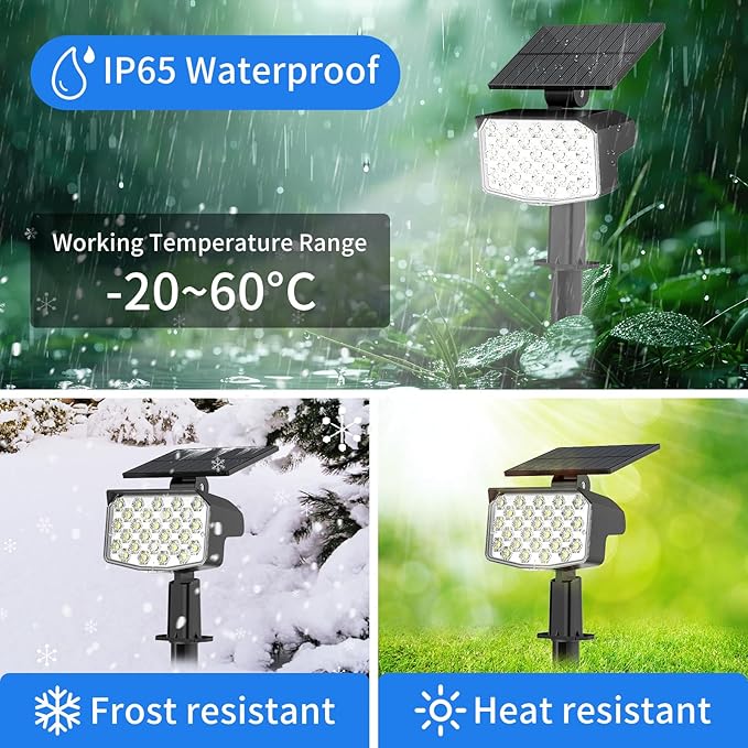 WELALO Solar Spot Lights Outdoor, [10 Pack/3 Modes] Solar Landscape Spotlights, Adjustable Solar Powered Security Lights, IP65 Waterproof Wall Lights for Walkway, Yard, Garden, Driveway (Cool White)