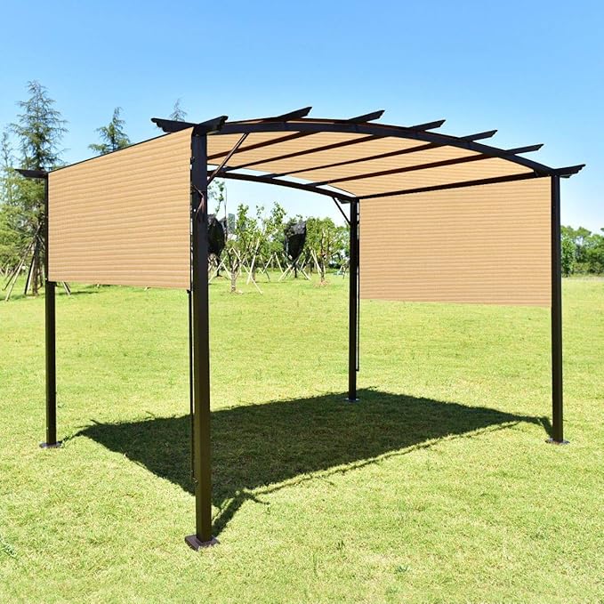 Eden's Decor Straight Flat-Edged Sun Shade Sail Rectangular 18' x 19' Beige UV-Blocking Outdoor Canopy Fabric Cloth Awning for Pergola Patio Garden Backyard Custom Size