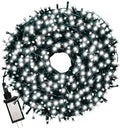 Christmas Light 100 LEDs 41ft Green Cable Wire Fairy String Twinkle Lights Plug in 12 Modes for Xmas Tree, Party, Outdoor, Garden, Wedding, Home Decoration (White)