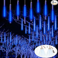 YIQU 2-Pack Extendable Christmas Lights Outdoor,16 Tubes 384 led Meteor Shower Rain Lights Led Falling Icicle Lights Perfect for Christmas Holiday Party Home Patio Outdoor Decorations(Blue)