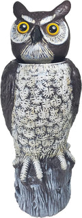 Dalen SOL-R Action Solar Fake Owl Decoy to Scare Birds Away from Gardens, Rooftops, and Patios - Safe and Humane, 18" 360º Rotating Head