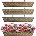 4 Pack 30 Inch Window Boxes Planters Railing Planter Box with Adjustable Brackets for Porch Fence Patio Balcony Hanging Flower Baskets with Coco Liners for Outdoor Garden Decor - Grey