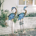 Natelf Garden Crane Statues Outdoor, Standing Blue Heron Decoy Sculptures, Metal Bird Yard Art for Lawn Patio Backyard Decoration(Set of 2)
