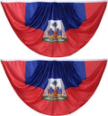 Haiti Pleated Fan Flag Banner 3 x 6 Ft, 2 Pcs - Indoor/Outdoor/Front Porch Decorations, Patriotic Holiday Celebrations