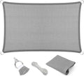 Eden's Decor Straight Flat-Edged Sun Shade Sail Rectangular 9' x 18' Grey UV-Blocking Outdoor Canopy Fabric Cloth Awning for Pergola Patio Garden Backyard Custom Size