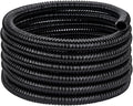Pond Tubing ID 1/2” × 10ft Black Corrugated Flexible Reinforced Waterfall Pond Tube Sump Pump Hose, Non-toxic & Kinkproof (10 ft, 1/2" ID)