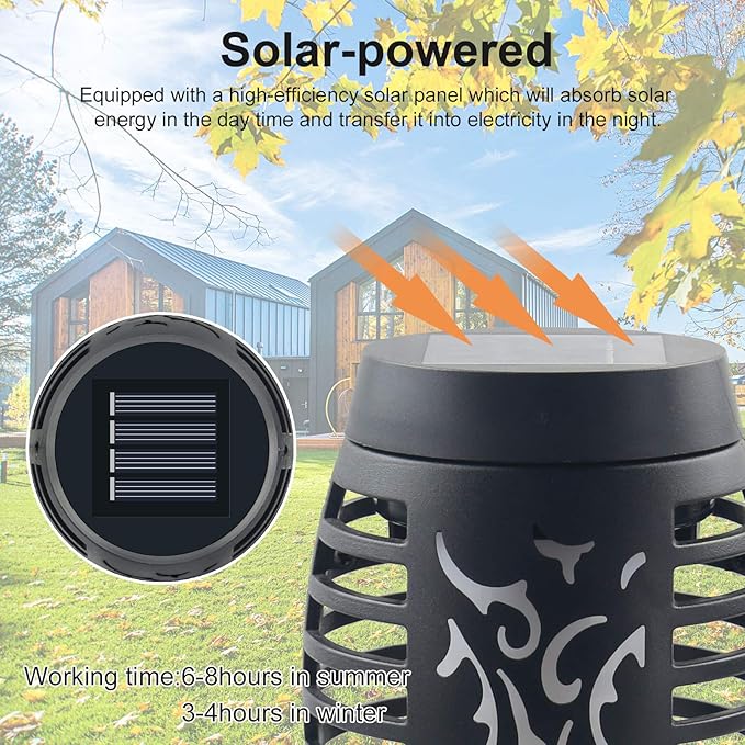 4 Pack Upgraded Solar Lights Outdoor, Mini Solar Torch Lights with Flickering Flames, Waterproof Landscape Decoration Dancing Flame Lights for Garden Pathway Yard