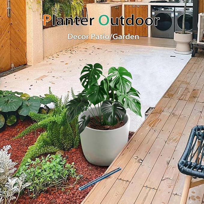 Concrete Planter Outdoor Indoor, Large Cement Plant Pots for Trees Flowers (Gray, 18 inch)