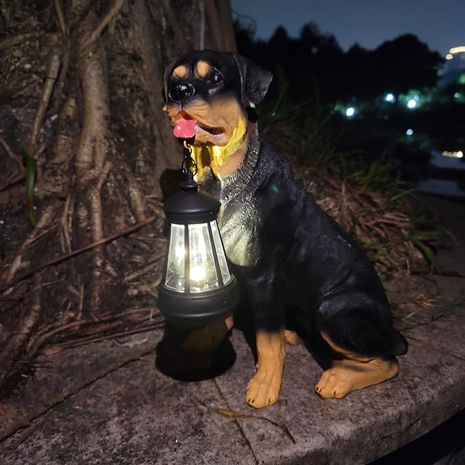 Garden Statues Dog Solar Hanging Light, Courtyard Resin Simulated Handicraft Dog Statue Ornament, Garden Yard Entrance Decoration.