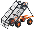 VEVOR 880lbs Steel Garden Dump Cart Utility Wagon, Heavy Duty Yard Dump Wagon Cart with Removable Sides, Pullable Handle, Utility Liner, 10in All Terrain Wheels