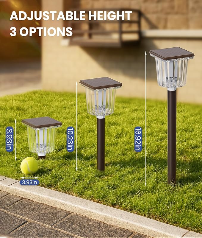 Super Bright Solar Pathway Lights Outdoor Powered,Adjustable Warm&Cool White,Waterproof IP65 Garden Decor Landscape Lighting Outside for Yard/Patio/Walkway/Driveway/Landscape (Cocoa Brown, 6 Pack)