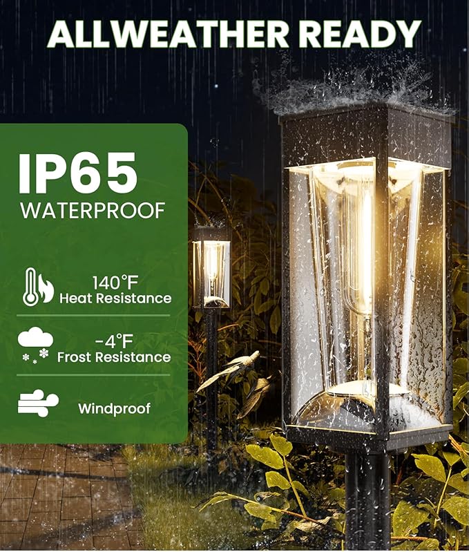 Bright Solar Lights Outdoor 6 Pack, 2-in-1 Warm&Cool Solar Pathway Lights Waterproof IP65, Auto On/Off, Long Lasting Outdoor Light for Yard, Patio, Garden, Outside Landscape Lighting