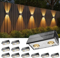 Bridika Solar Fence Lights, 12 Pack Up and Down Solar Lights Outdoor Waterproof, 8 Colors Lens LED Dusk to Dawn Wall Lights for Fence, Patio, Deck, Backyard, Garden