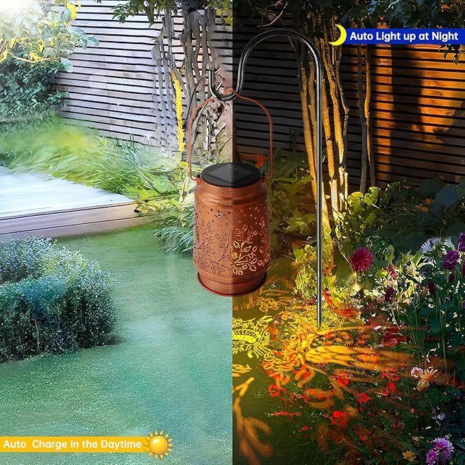 Outdoor Solar Lanterns Waterproof - Metal Hanging Solar Lights Outdoor Decorative, Solar Powered Lamp for Patio Yard Garden Decor, Christmas Birthday Gifts for Women Mom (4 Pack, Owl Shape)