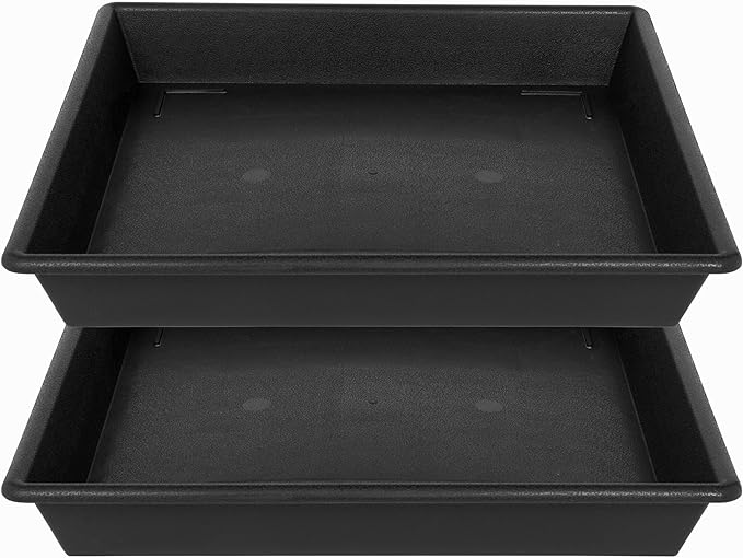 Square Plant Saucer 18 Inch 2 Pack 10 14 16 18 20 Extra Large Plant Trays for Pots Heavy Duty Plastic Plant Saucers for Indoors Outdoors, Flower Pot No Holes Plant Drip Trays