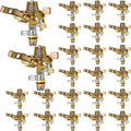 Ferraycle 24 Pieces 1/2 Inch Brass Impact Sprinkler Head with Nozzles Heavy Duty Adjustable 0-360 Degrees Impulse Sprinkler Head Lawn Watering for Yard Irrigation